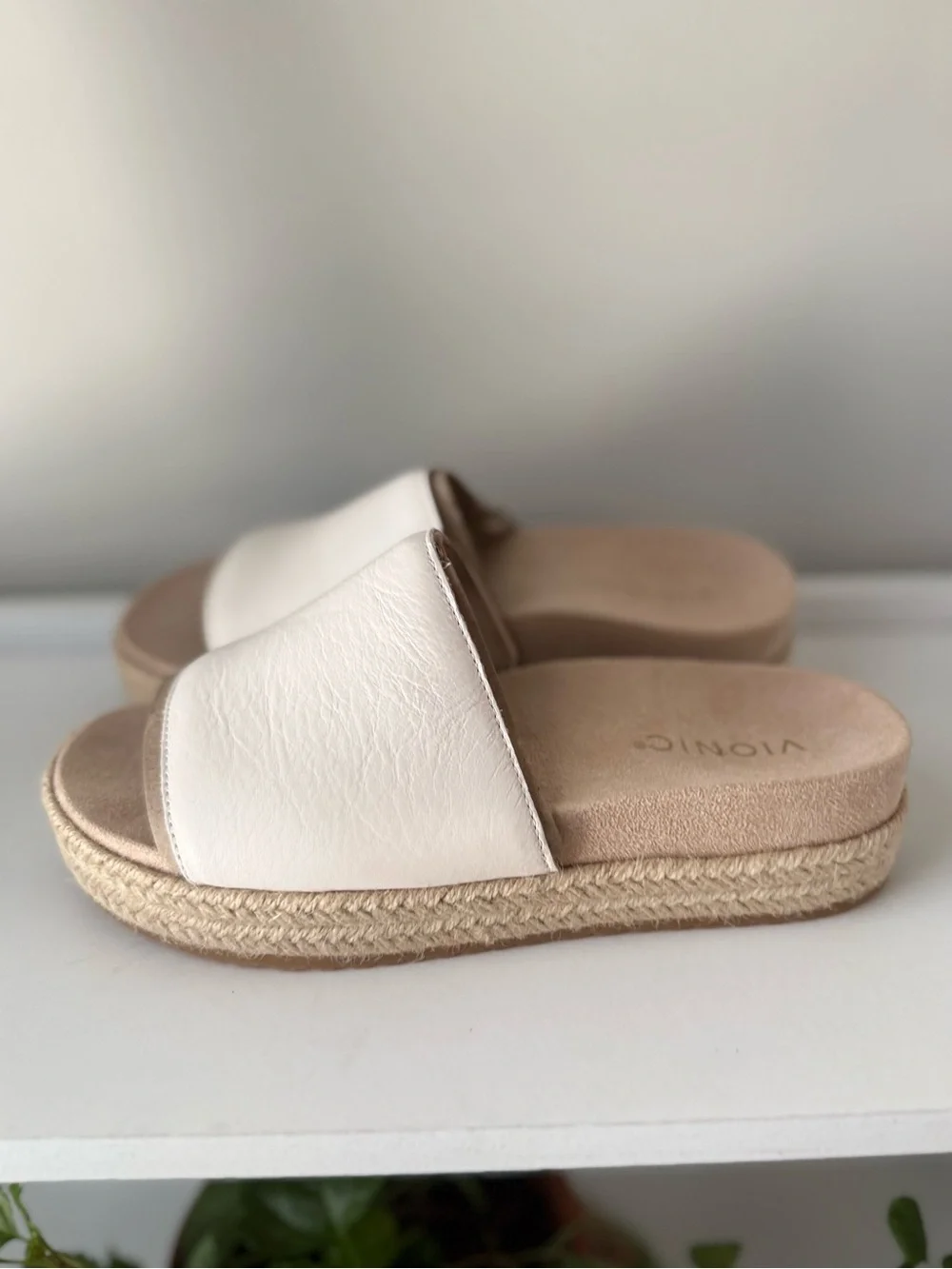 Vionic Yazmina Cream Slide Espadrille Platform Sandals - Picture 1 of 6